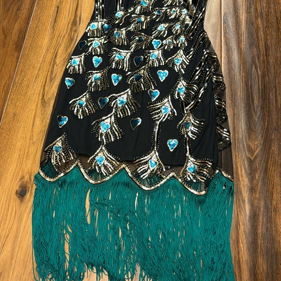 NWT beaded black and gold art deco dress by Unique Vintage - Picture 5 of 6